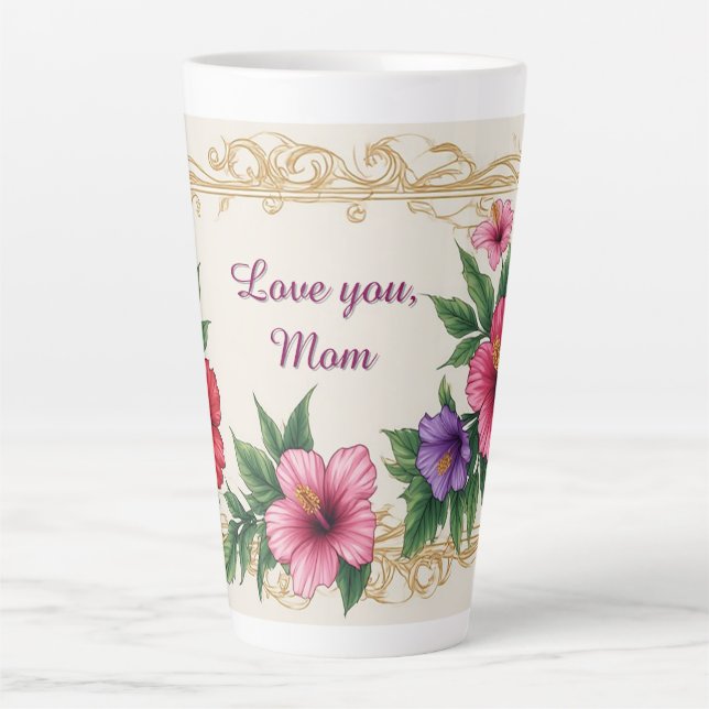 Floral Frame With Colourful Flowers Latte Mug (Front)