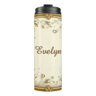 Floral Frame With Custom Name Thermal Tumbler