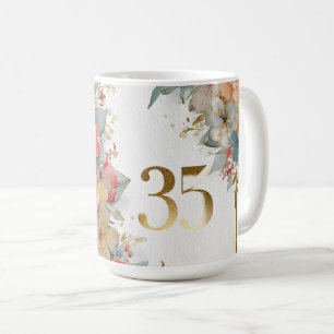 Floral Frame with Number 35 for Anniverary Coffee Mug
