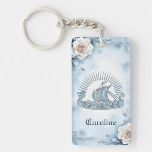 Floral Frame with Roses and Celtic Design.  Key Ring