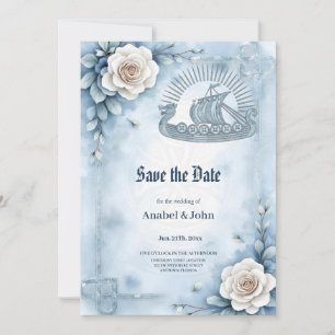 Floral Frame with Roses and Celtic Design. Save The Date