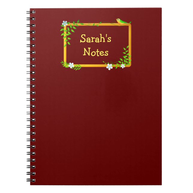 Floral Framed Nameplate Notebook (Front)
