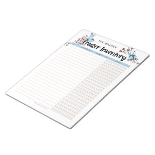 Floral Freezer Inventory Blue Notepad