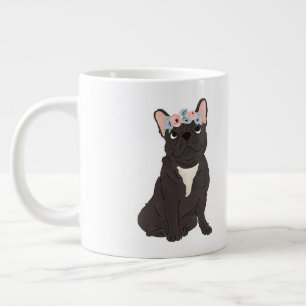 Floral French Bulldog Lovers Black Frenchie Dog Large Coffee Mug
