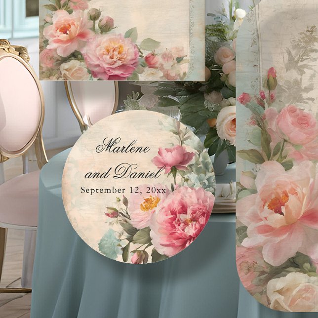 Floral French Chateau Vintage Shabby Junk Journal  Classic Round Sticker (Creator Uploaded)