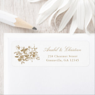 Floral French Roses Gold Elegant Return Address Return Address Label