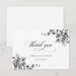 Floral French Vintage Elegant Wedding Thank You Card
