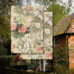 Floral French Vintage Rose Ephemera Decoupage Tissue Paper<br><div class="desc">Image 4. Elegant vertical Victorian vintage botanical rose design, with musical score, script calligraphy handwriting, French advertising ephemera, leaf foliage greenery and a aged parchment background. This collage is part of a series of coordinating images perfect for utilising on painted furniture, cabinet doors or to create sophisticated wall art crafting....</div>