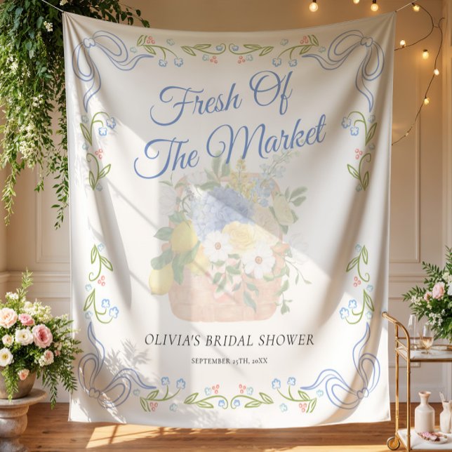 Floral Fresh Off The Market Bridal Shower Backdrop Tapestry (Creator Uploaded)