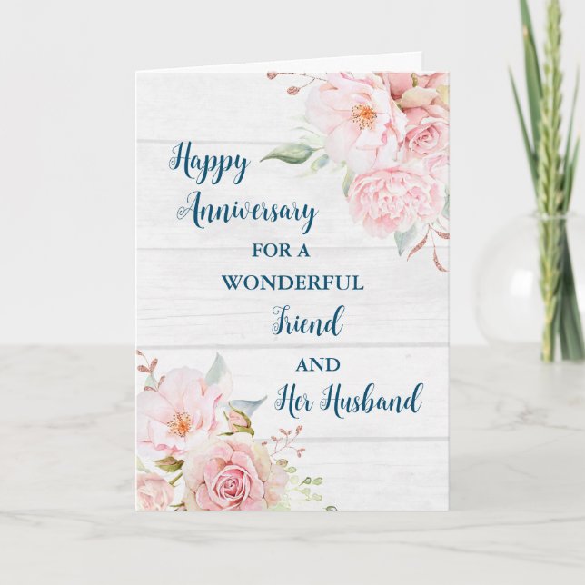 Floral Friend and her Husband Anniversary Card (Front)