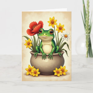 Floral Frog Birthday Card