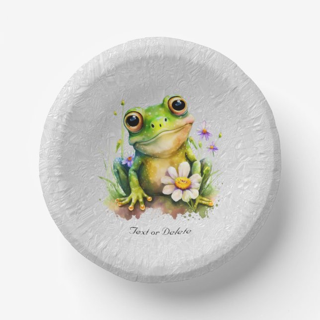 Floral Frog Paper Bowl Plate (Front)