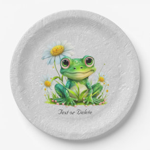 Floral Frog Paper Plate