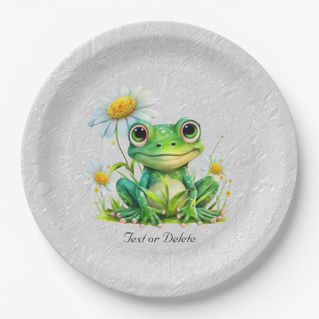 Floral Frog Paper Plate (Front)