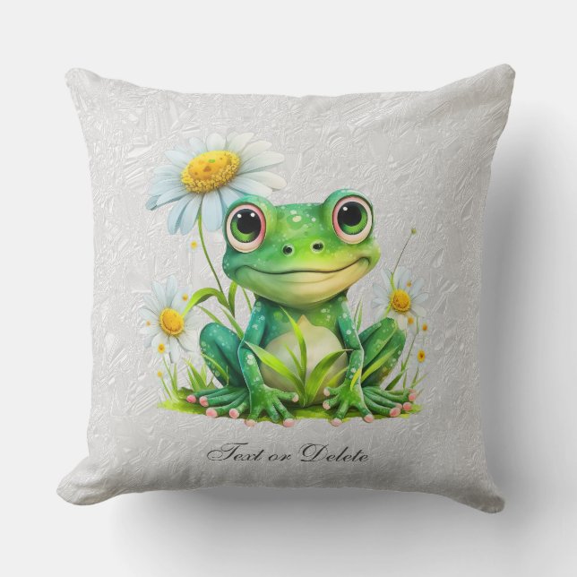 Floral Frog Throw Pillow (Front)