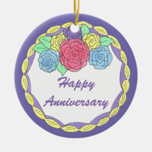 Floral Frosted Cake Wedding Anniversary Party Ceramic Tree Decoration
