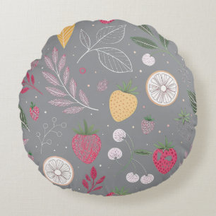 “Floral Fruit Pattern Decorative Round Pillow” Cushion