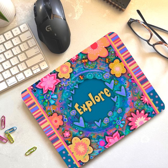 Floral Fun Explore Stripe Inspirivity Mouse Pad (Creator Uploaded)