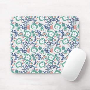 Floral Fun Print On White Mouse Pad