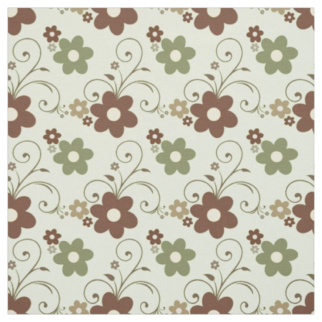 Floral Fun Retro Green Fabric (Swatch)