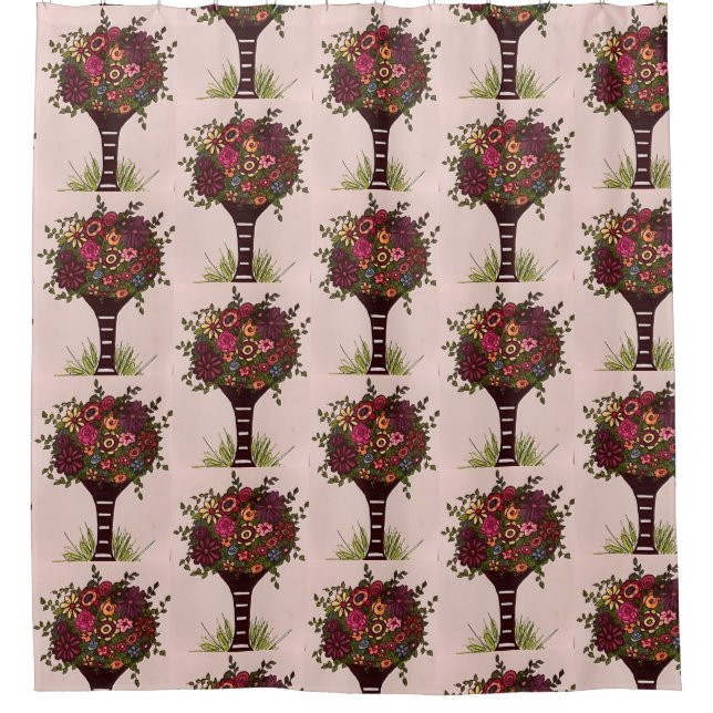 Floral Fun Shower Curtain with Trending Colours (Front)
