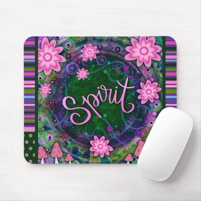Floral Fun Spirit Modern Stripe Inspirivity Mouse Pad (With Mouse)
