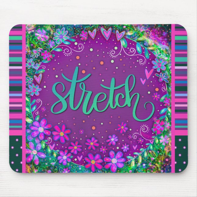 Floral Fun Stretch Modern Stripe Inspirivity Mouse Pad (Front)