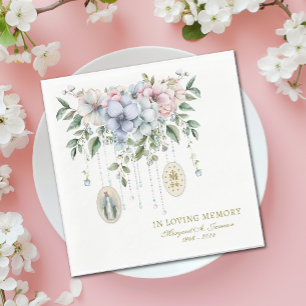 Floral Funeral Catholic Rosary Memorial  Napkin