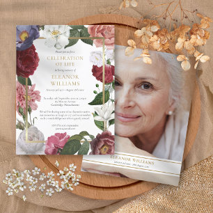 Floral Funeral Celebration of Life Photo Announcement Postcard