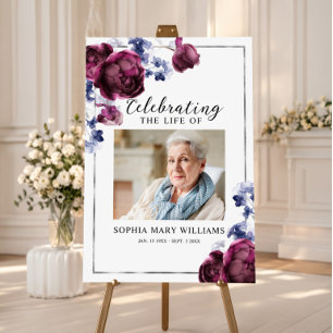 Floral Funeral Celebration of Life Welcome Sign