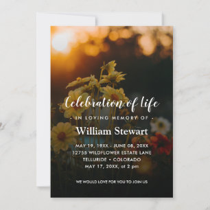 Floral Funeral   Golden Hour Celebration of Life Invitation