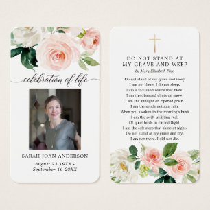 Floral Funeral In Loving Memorial Poem Card