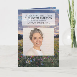 Floral Funeral Memorial Order Of Service Folded  Program