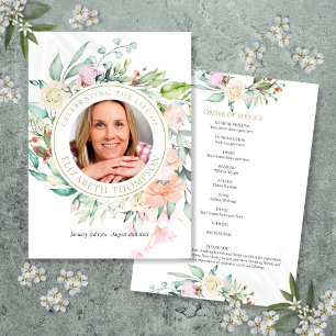 Floral Funeral Memorial Order Of Service Program