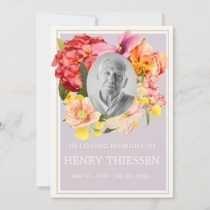 Floral Funeral Memorial, Order Of Service Program 