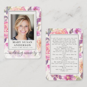 Floral Funeral Memorial Photo Prayer Card