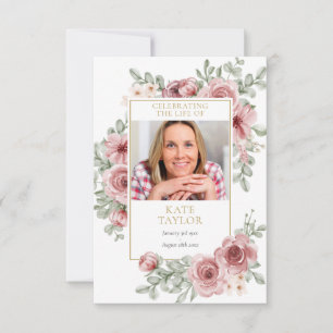 Floral Funeral Memorial Prayer Photo Card
