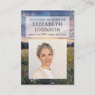 Floral Funeral Memorial Prayer Poem Photo Cards