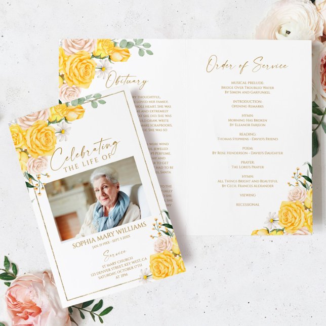 Floral Funeral Order of Service | Memorial Program (Creator Uploaded)