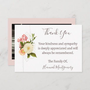 Floral Funeral Photo Thank You Card, Sympathy   Card