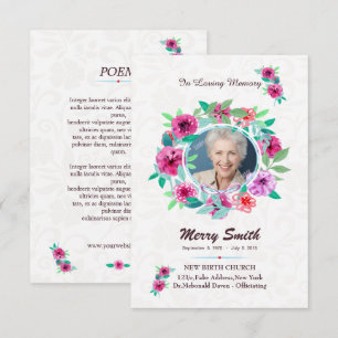 Floral Funeral Prayer Card Template