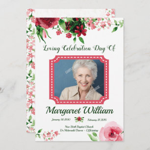 Floral Funeral Program Card Template 