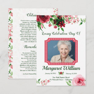 Floral Funeral Program Card Template