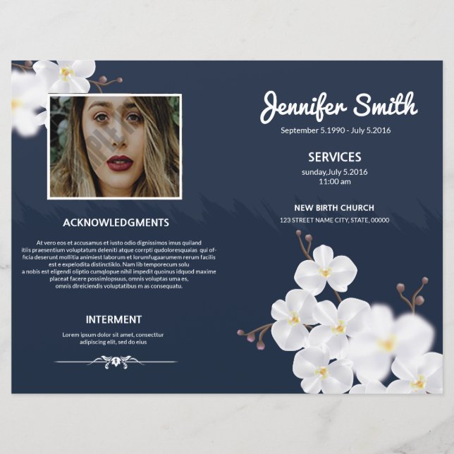 Floral Funeral Program Template (Front)