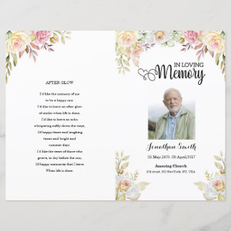 floral Funeral Program template
