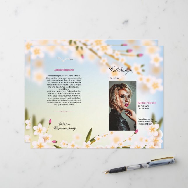 Floral Funeral Program Template (Front/Back In Situ)