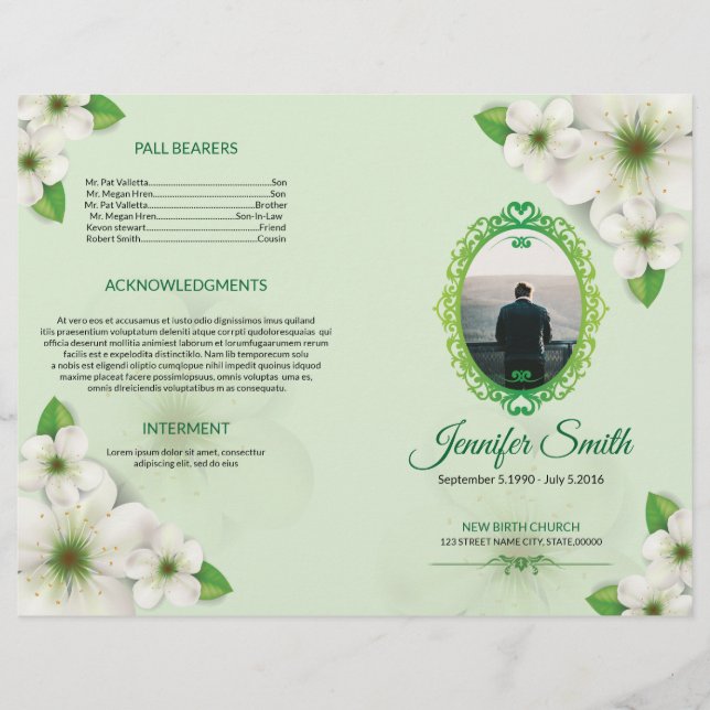 Floral Funeral Program Template (Front)