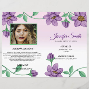Floral Funeral Program Template