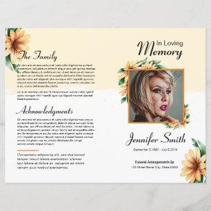 Floral Funeral Program Template