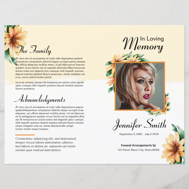 Floral Funeral Program Template (Front)